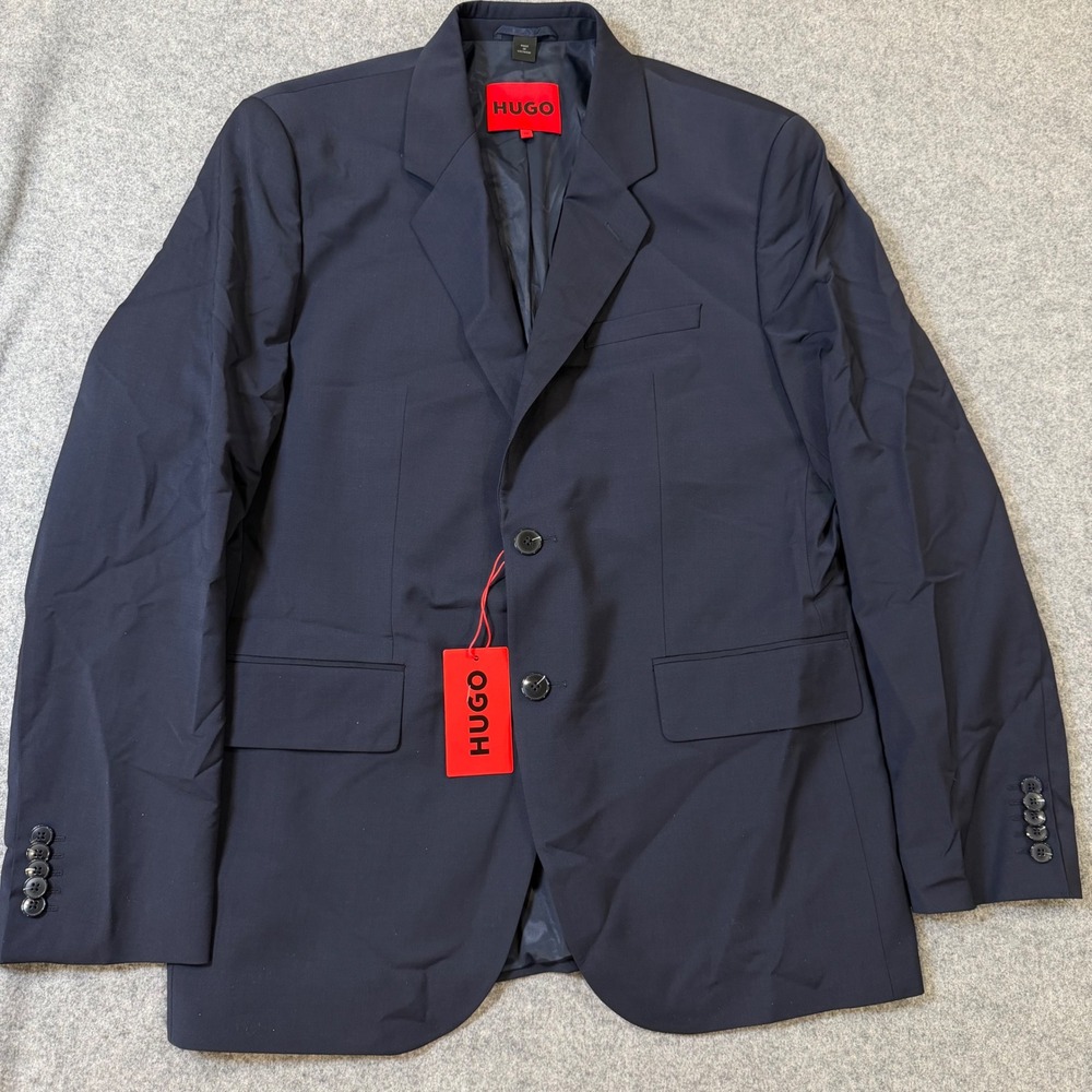 HUGO Hugo Boss Karl261X-MCY-MH Mens 42R Dark Blue Wool Blend Blazer Jacket